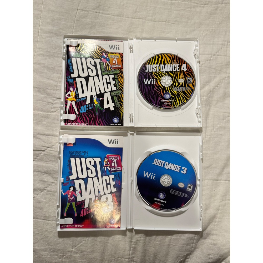 Just Dance 3 & 4 Nintendo Wii Game Bundle Complete with Manuals Ubisoft